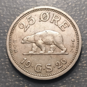 DINAMARCA DENMARK GROENLANDIA GREENLAND 25 ORE 1926 MBC/MBC+