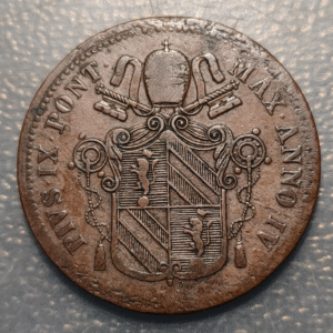 ESTADOS PAPALES VATICANO PIO IX 1 BAIOCCO 1850 B ANNO IV MBC-/MBC