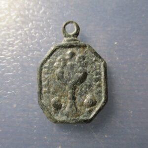 MEDALLA RELIGIOSA ANTIGUA OSTENSORIO ENTRE ANGELES / SANTO CON NIÑO