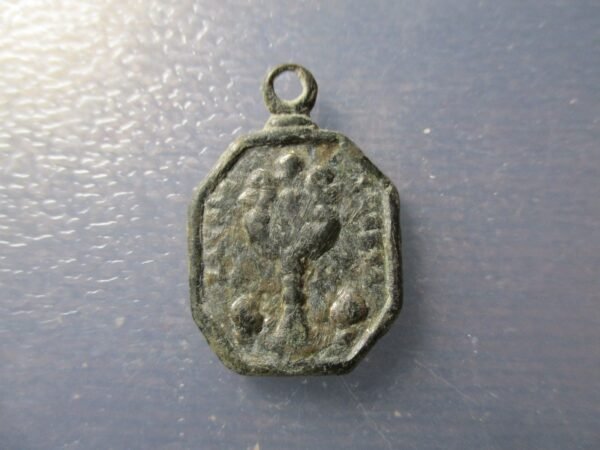 MEDALLA RELIGIOSA ANTIGUA OSTENSORIO ENTRE ANGELES / SANTO CON NIÑO