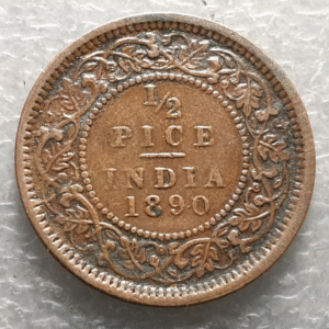 INDIA BRITANICA BRITISH INDIA VICTORIA 1/2 PICE 1890 BC+/MBC-