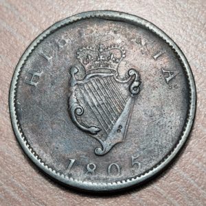 IRLANDA IRELAND GEORGE III 1/2 PENNY HALFPENNY 1805