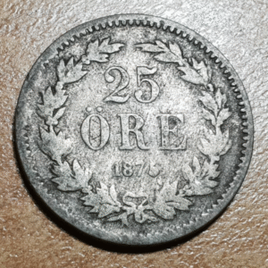 SUECIA SWEDEN OSCAR II 25 ORE 1875 BC ESCASA SCARCE
