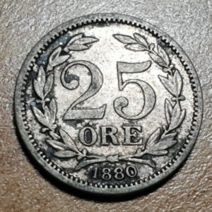 SUECIA SWEDEN OSCAR II 25 ORE 1880 MBC- ESCASA SCARCE