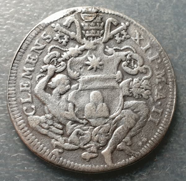 EST PAPALES PONTIFICIO VATICANO CLEMENTE XI 1/2 PIASTRA 1704 DESCOLGADA EX MOUNT - Imagen 2