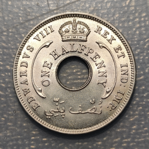 BRITISH WEST AFRICA EDWARD VIII 1/2 PENNY 1936 KM 15 SC UNC