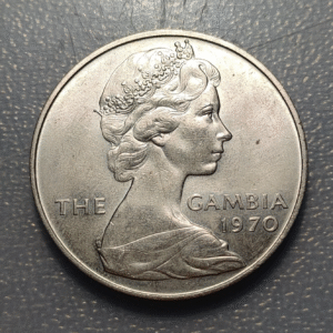 GAMBIA 8 SHILLINGS 1970 EBC+/SC- HIPOPOTAMO ANIMALES NIQUEL NICKEL