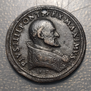 MEDALLA RELIGIOSA ITALIA ROMA VATICANO 1563-1565 PIO IV BRONCE AGUJERO 32mm