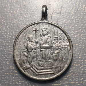 MEDALLA RELIGIOSA ITALIA PRIMERA COMUNION METAL BLANCO 38x26mm