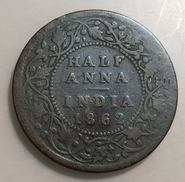 INDIA BRITANICA BRITISH INDIA VICTORIA 1/2 ANNA 1862