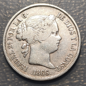 ESPAÑA ISABEL II MADRID 40 CENTIMOS DE ESCUDO 1866 MBC