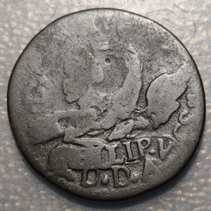 IMPERIO ESPAÑOL SICILIA PALERMO FELIPE V 1 GRANO 1719 DDAC FECHA UNICA BC RARA