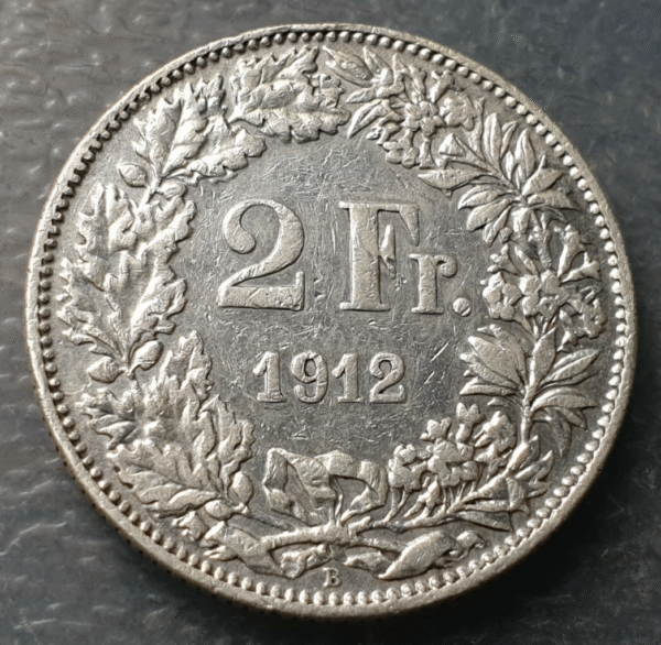 SUIZA SWITZERLAND 2 FRANCOS 2 FRANCS 1912 B MBC