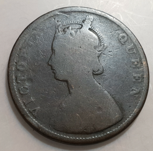 INDIA BRITANICA BRITISH INDIA VICTORIA 1/2 ANNA 1862 - Imagen 2