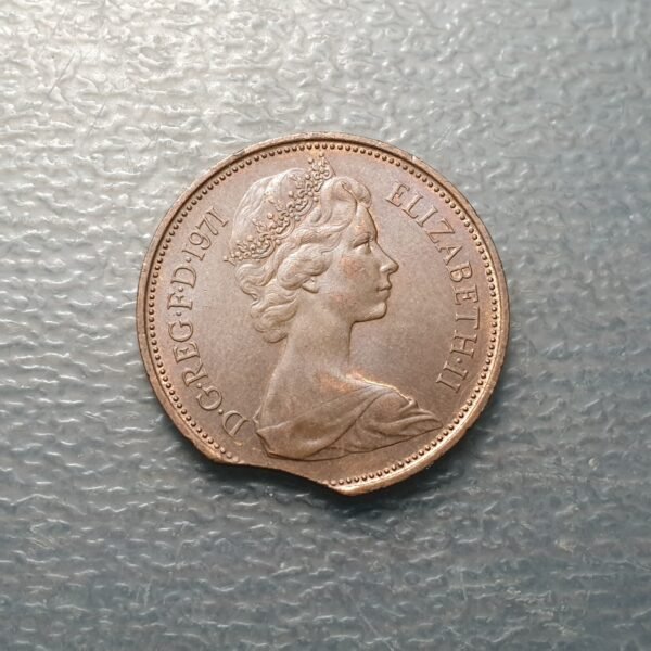 ERROR GRAN BRETAÑA GREAT BRITAIN 2 PENCE 1971 FALTA DE METAL - FINAL DEL LISTEL - Imagen 2