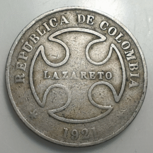 COLOMBIA LAZARETO LEPER COLONY 50 CENTAVOS 1921 MBC+