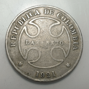 COLOMBIA LAZARETO LEPER COLONY 50 CENTAVOS 1921 BC+/MBC-
