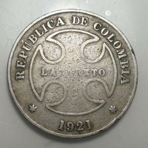 COLOMBIA LAZARETO LEPER COLONY 50 CENTAVOS 1921 BC+/MBC-