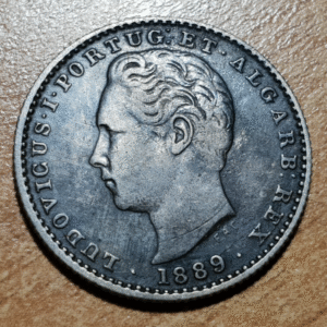 PORTUGAL LUIS I 100 REIS 1889 MBC PLATA