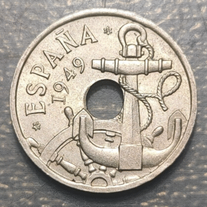 ESPAÑA SPAIN ESTADO ESPAÑOL 50 CENTIMOS 1948 (51) FLECHAS INVERTIDAS