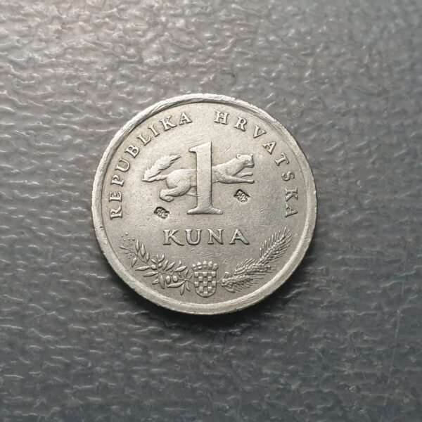 ERROR CROACIA CROATIA 1 KUNA 1997 CONTRAMARCA COUNTERMARK 585