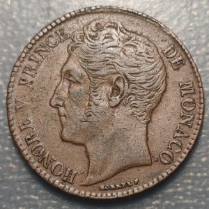 MONACO MONORE V 5 CENTIMES 1837 M MBC+