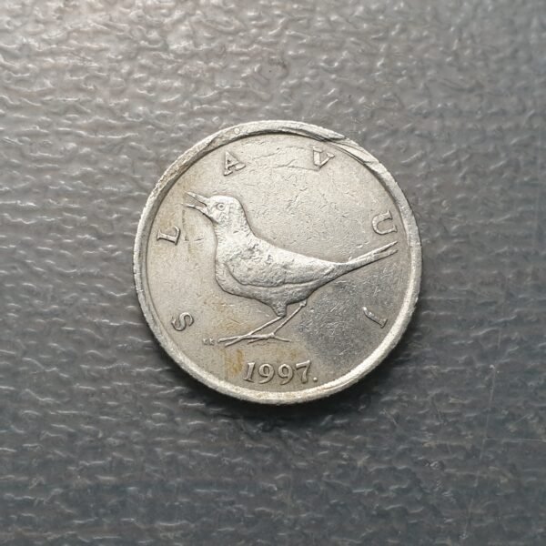 ERROR CROACIA CROATIA 1 KUNA 1997 CONTRAMARCA COUNTERMARK 585 - Imagen 2