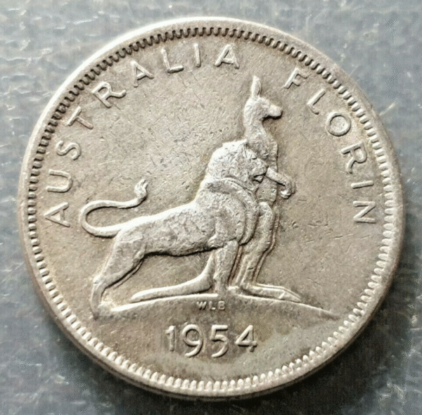 AUSTRALIA ELZABETH I 1 FLORIN 1954 MBC