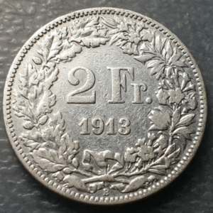 SUIZA SWITZERLAND 2 FRANCOS 2 FRANCS 1913 B MBC