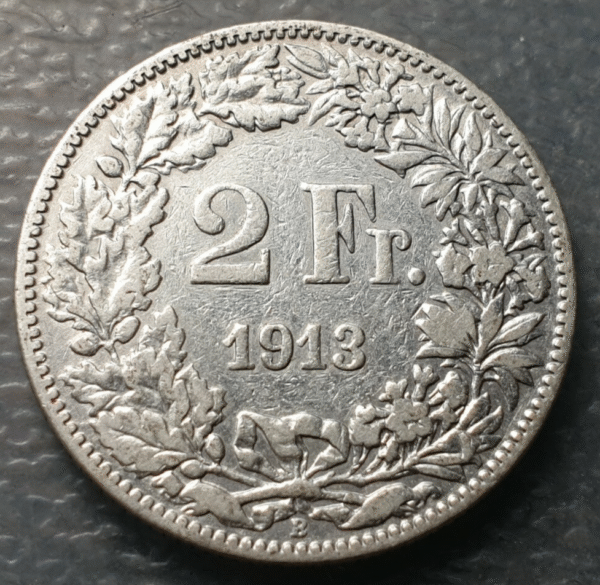 SUIZA SWITZERLAND 2 FRANCOS 2 FRANCS 1913 B MBC