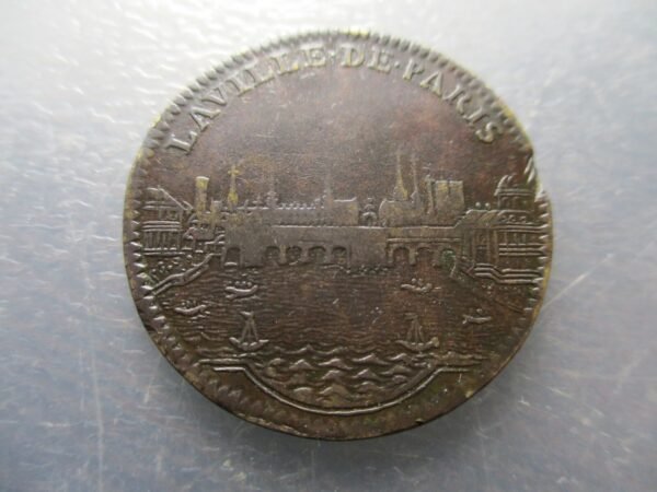 FRANCIA PARIS JETON LUIS XIV LOUIS XIV A CABALLO / PANORAMA CIUDAD - RIO SENA