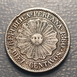 PERU 10 CENTAVOS 1880 MONEDA PROVISIONAL BC