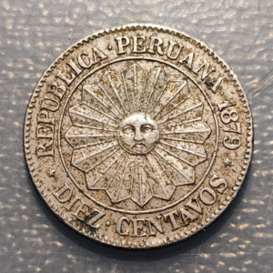 PERU 10 CENTAVOS 1879 MONEDA PROVISIONAL MBC