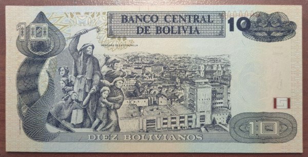 BOLIVIA 10 BOLIVIANOS 28/11/1986 (2005-2009) SERIE G P 228 - Imagen 2