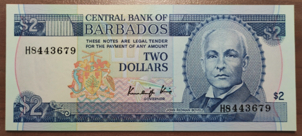 BARBADOS 2 DOLLARS 1986 P 36 SC UNC