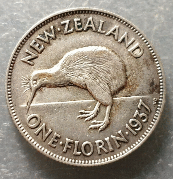 NEW ZEALAND NUEVA ZELANDA GEORGE VI 1 FLORIN 1937 KIWI MBC