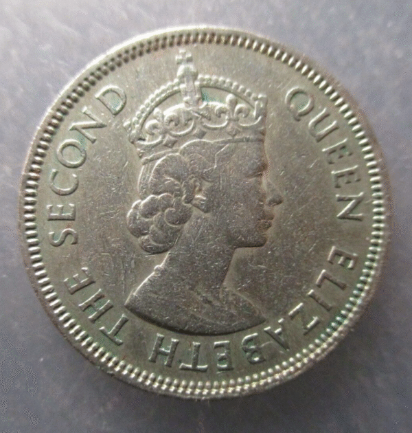 CHINA HONG KONG ELIZABETH II 50 CENTS 1958 COPPER-NICKEL MBC - Imagen 2