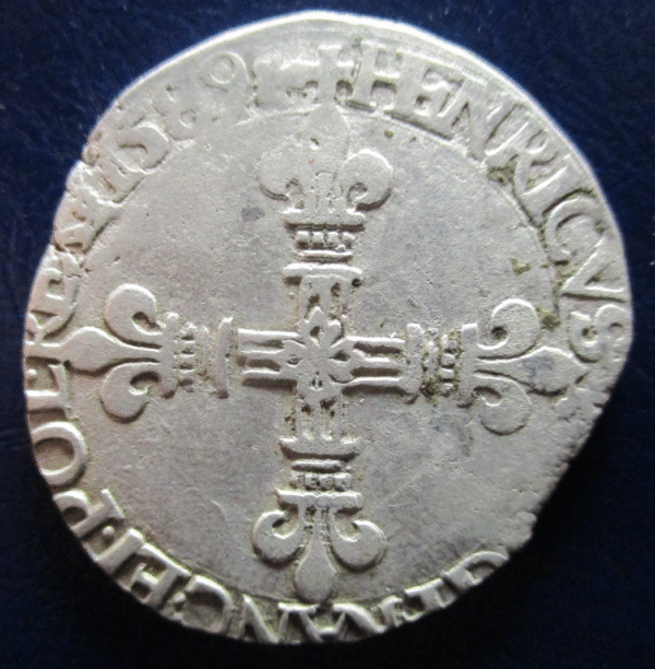 FRANCIA FRANCE ENRIQUE III HENRI III 1/4 ECU 1589 - Imagen 2