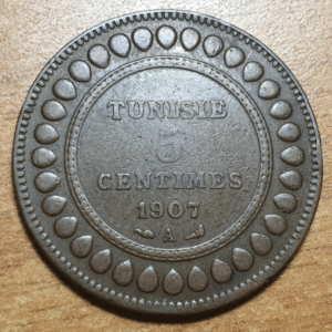 TUNEZ TUNISIA 5 CENTIMES 1907 A MBC