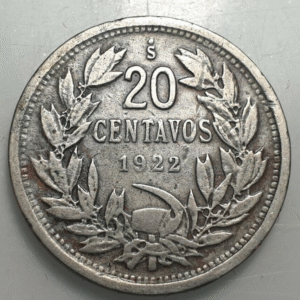 CHILE 20 CENTAVOS 1922 NICKEL BC+
