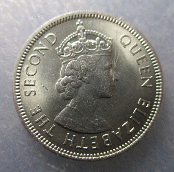 CHINA HONG KONG ELIZABETH II 50 CENTS 1973 COPPER-NICKEL SC- RAYITA EN LA CARA - Imagen 2