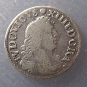 FRANCIA FRANCE LOUIS XIV LUIS XIV 4 SOLS 1677 D LYON