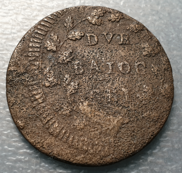 ESTADOS PAPALES PONTIFICIO I REPUBLICA ROMANA ANCONA 1798-99 2 BAIOCCHI TM RARO - Imagen 2