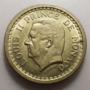 MONACO LOUIS II 2 FRANCS 2 FRANCOS 1944 EBC/EBC+