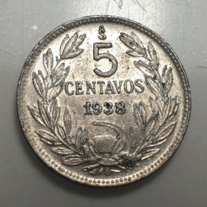 CHILE 5 CENTAVOS 1938 NICKEL MBC