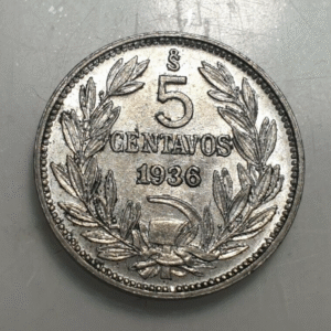 CHILE 5 CENTAVOS 1936 NICKEL MBC