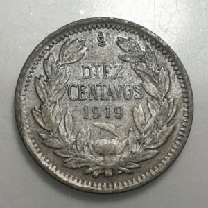 CHILE 10 CENTAVOS 1919 PLATA BC+