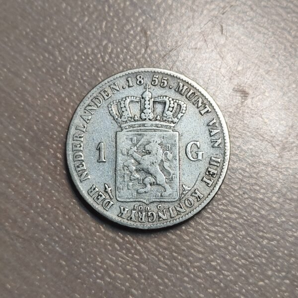PAISES BAJOS NETHERLANDS HOLANDA WILLEM III 1 GULDEN 1855 MBC-/MBC - Imagen 2