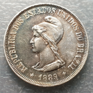 BRASIL BRAZIL 500 REIS 1889 MBC+ BONITA PATINA AZUL