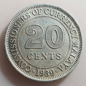 MALASIA MALAYSIA GEORGE VI 20 CENTS 1939 EBC